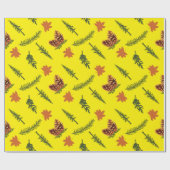 Gelbes nahtloses Papier mit Pinecones Geschenkpapier (Flach)