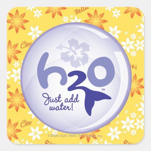 Gelbes Namensmuster Quadratischer Aufkleber (Vorderseite)