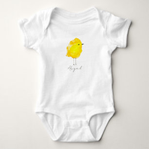 Gelbes niedliches Wasserfarben-Huhn chickadee Baby Strampler