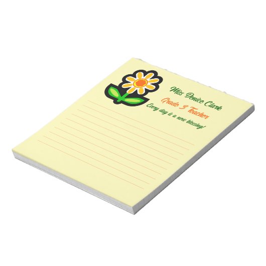 Gelbes Notepad mit gelber Blume Notizblock (Rotiert)