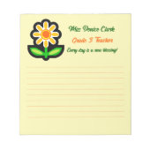 Gelbes Notepad mit gelber Blume Notizblock (Vorderseite)