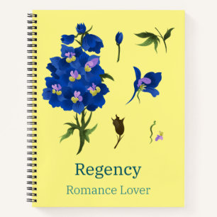 Gelbes Notizbuch mit blauen Blumen Romance Lover