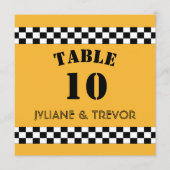 Gelbes NYC Schachbrett Taxi Cab Square Tischnummer (Vorderseite)