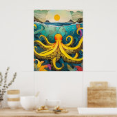 Gelbes Octopus-Poster Poster (Küche)