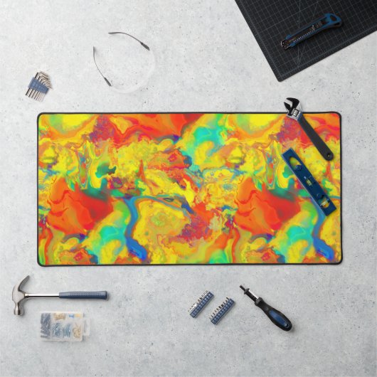 Gelbes Öl und Wasser schrecken, nicht mischen Schreibtischunterlage (Arbeitsplatz)