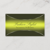 Gelbes Olive Green mit schick silberfarbenem Borde Visitenkarte (Vorderseite)