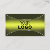 Gelbes Olivgrün mit silberfarbenem Rand und Logo Visitenkarte (Vorderseite)