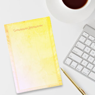 Gelbes Ombre Rosa Border Individuelle Name Post-it Klebezettel