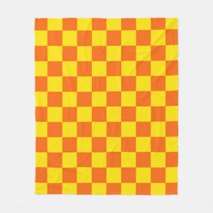 Gelbes Orange-Karo-Design Fleecedecke