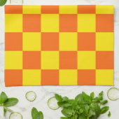 Gelbes Orange-Karo-Design Geschirrtuch (Gefaltet)