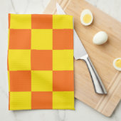 Gelbes Orange-Karo-Design Geschirrtuch (Viertel Falte)