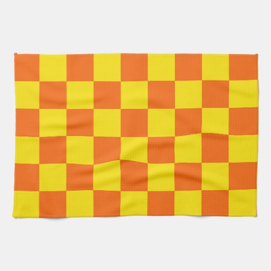 Gelbes Orange-Karo-Design Geschirrtuch (Horizontal)