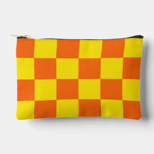 Gelbes Orange-Karo-Design Zubehörtasche