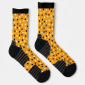 Gelbes Orange mit schwarzem und weißem Pott A Dot Socken (Rechts)
