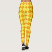 Gelbes Orange Schachbrett Diamantmuster Leggings (Rückseite)