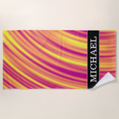 Gelbes, orange und lila gebogenes strandtuch (Vorderseite)