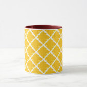 Gelbes/orangefarbenes Muster mit rotem Griff Tasse (Zentrum)