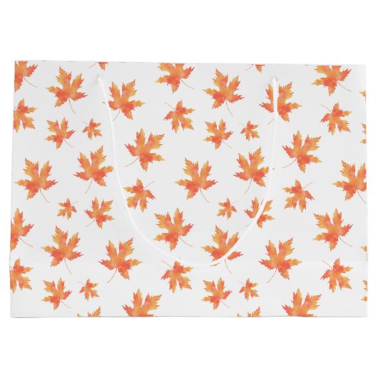 Gelbes Orangenfarbenes Ahornblattmuster Große Geschenktüte (Rückseite)
