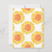 Gelbes Orangenfarbenes Sonnenblumenmuster Einladung (Rückseite)