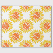 Gelbes Orangenfarbenes Sonnenblumenmuster Geschenkpapier (Flach)
