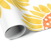 Gelbes Orangenfarbenes Sonnenblumenmuster Geschenkpapier (Rolleneckpunkt)