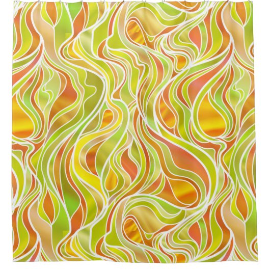 Gelbes Orangenhartes Abstraktes Glas Duschvorhang (Vorderseite)