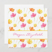 Gelbes Orangenrosa Muster für die Blume Mitteilungskarte (Vorne/Hinten)