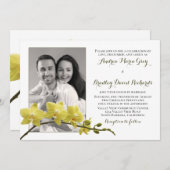 Gelbes Orchid-Blume-Foto Hochzeit Einladung (Vorne/Hinten)