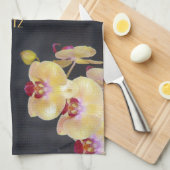 Gelbes Orchideen-Muster Handtuch (Viertel Falte)