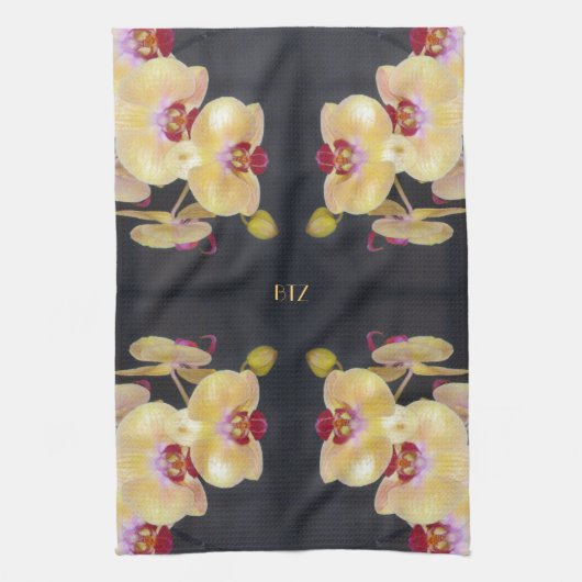 Gelbes Orchideen-Muster Handtuch (Vertikal)