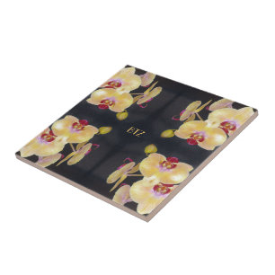 Gelbes Orchideenmuster Fliese
