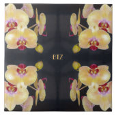 Gelbes Orchideenmuster Fliese (Vorderseite)