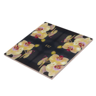 Gelbes Orchideenmuster Fliese