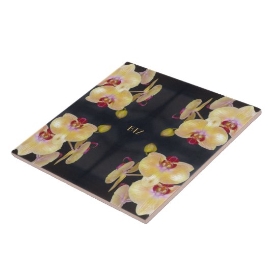 Gelbes Orchideenmuster Fliese (Seite)