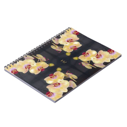 Gelbes Orchideenmuster Notizblock (Linke Seite)