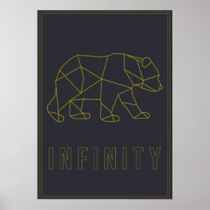 Gelbes Origami-Bärenbestäbchen. Unendlichkeit Poster