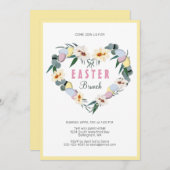 Gelbes Ostereier Blume Herzklopfen Brunch Einladung (Vorne/Hinten)