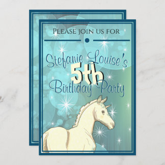 Gelbes Palomino Einhorn Geburtstag (aquamarine Bla Einladung