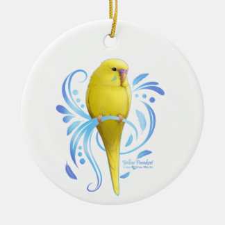 Gelbes Parakeet Keramik Ornament