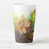 Gelbes Paraket mit Paisley und Blume Milchtasse (Vorderseite)