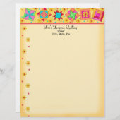 Gelbes Patchwork Quilt Blocks Letterhead Briefkopf (Vorne/Hinten)