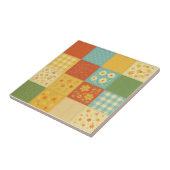 Gelbes Patchwork Quilt Rustikales Bauernhaus Fliese (Seite)