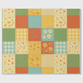 Gelbes Patchwork Quilt Rustikales Bauernhaus Geschenkpapier (Flach)