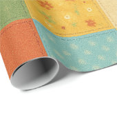 Gelbes Patchwork Quilt Rustikales Bauernhaus Geschenkpapier (Rolleneckpunkt)