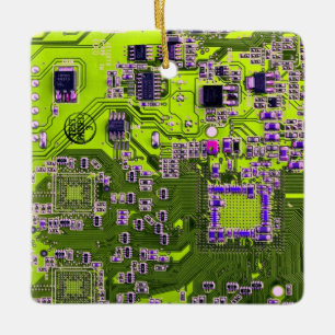 Gelbes PCB-Schaltungsdesign für IT-Experten Keramikornament
