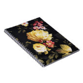 Gelbes Peony Design in Black Notizblock (Rechte Seite)