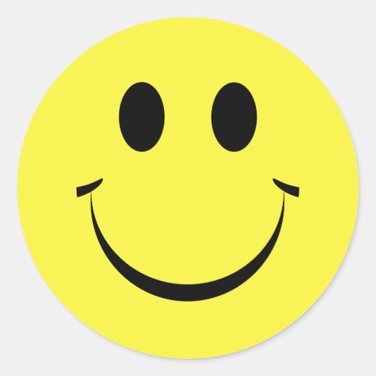 Gelbes Personalisiert glückliches Gesicht Niedlich Runder Aufkleber (Vorderseite)
