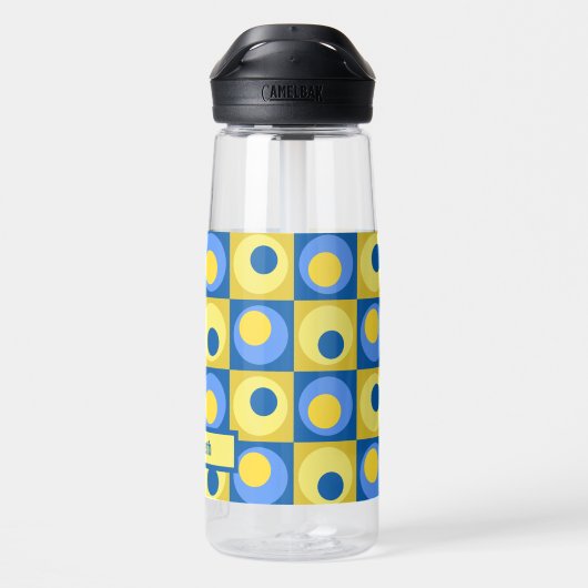 Gelbes Personalisiertes Quadrat Dottern Muster Trinkflasche (Rückseite)