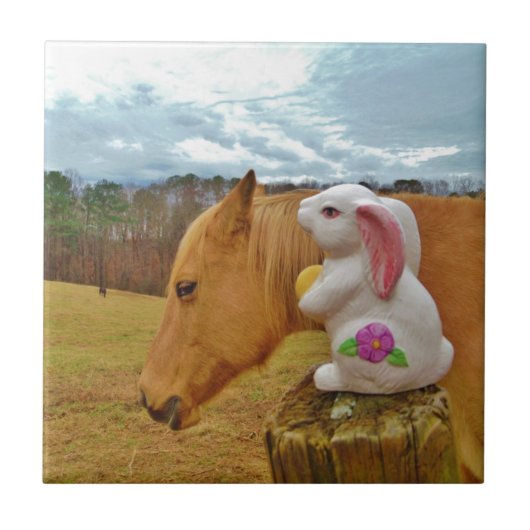 Gelbes Pferd, Frühlingshasen Fliese (Vorderseite)