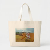 Gelbes Pferd, Frühlingshasen Jumbo Stoffbeutel (Vorne)